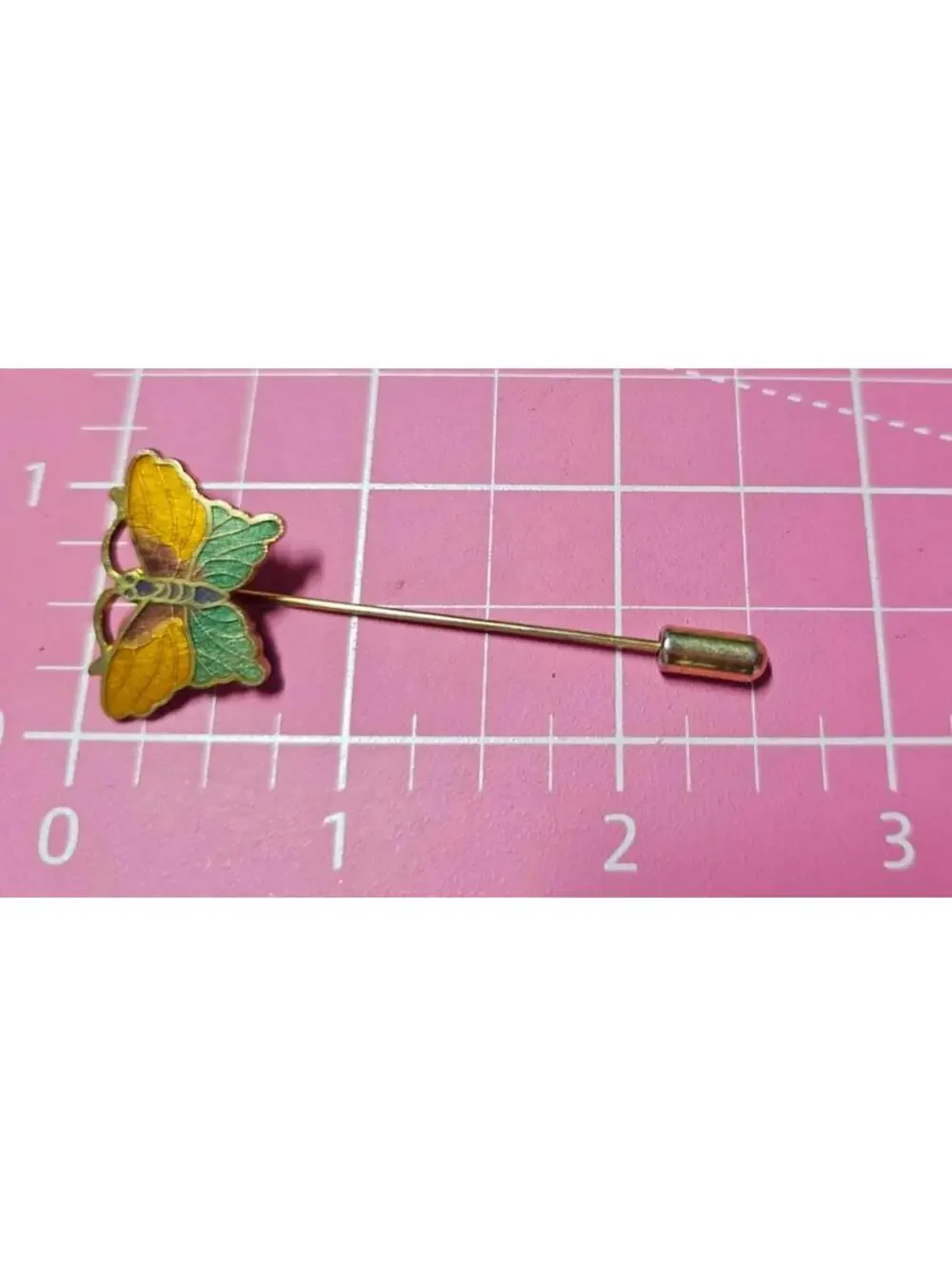 Vintage Butterfly Stick Pin Lapel Gold Tone